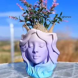 Home Decorations & Ornaments STL Download - Maceta Serenity con Cabello Fluyendoby NEW 3D