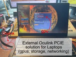Laptop OcuLink expansion ports and feet risers