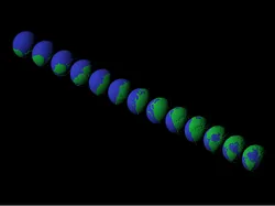 Earth from 540 to 20 Mya scaled one in sixty million