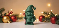 Jolly Santa with Cane and Gift Christmas Figure