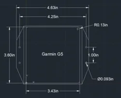 Garmin G5 Flush Mount Cut-out (Horizontal orientation)