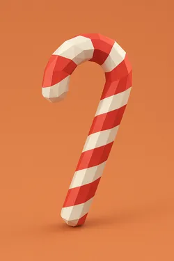 Low Poly Candy Cane 3D Model