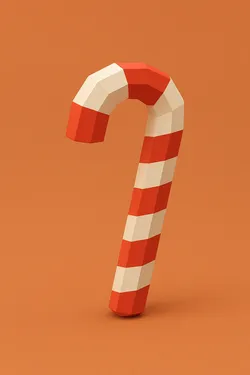 Low Poly Candy Cane 3D Model