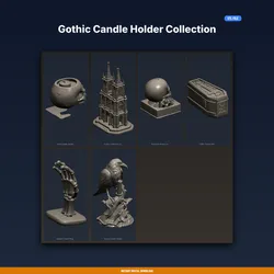 Gothic Candle Holder Collection - 6-Model 3D Printable Bundle