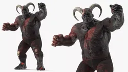 Infernal Muscular Demon Humanoid Dark Rigged 3D model