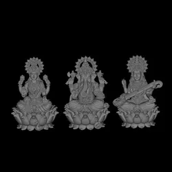Laxmi Ganesha Saraswati Set Idol