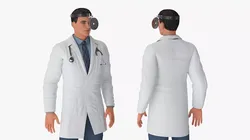 Male Doctor with Medical Tools Rigged for Cinema 4D 3D model