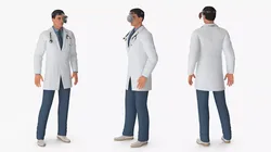 Male Doctor with Medical Tools Rigged for Maya 3D model