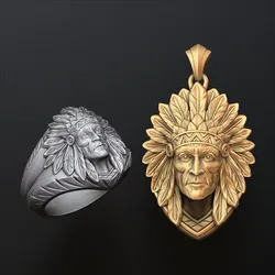 Native Indian v2 Ring Pendant Collection 3D print model 3D Print Model in Pendants 558258