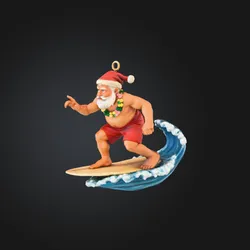 Santa's Surfing Ornament