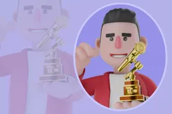 Stylized 3D Singer with Trophy - Thumbs Up Cartoon 3D model