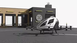 VTOL Air Shuttle Beginning Takeoff Animated Rigged 3D model