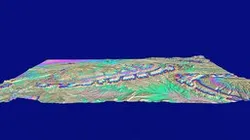 イランのサルチャハン付近背斜構造地形（干渉色バージョン）