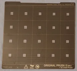 First Layer Calibration Squares (5x4 matrix, 10x10mm areas)