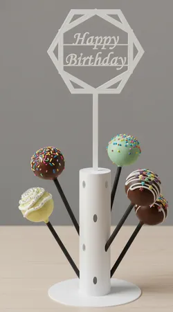 Flower Cake Pop Display Stand with Topper