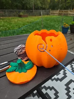 Pumpkin Yarn Bowl with Removable Top