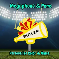 Cheer Bag Tag Keychain - Megaphone and Pom Custom