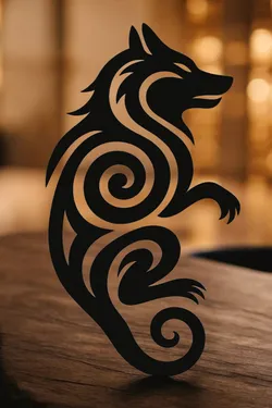 Décoration murale – Loup tribal (épaisseur 5 mm)