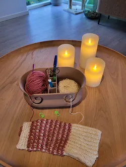 Yarn Bowl Dual-Compartment with Built-In Tool Holder – Happy Wife Edition
