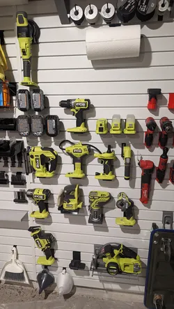 Power Tool & Battery Slatwall Mounts for Ryobi 18V