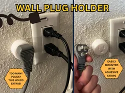 Wall Plug Holder – Knurled Grip Plug Dock (Adhesive-Mount)