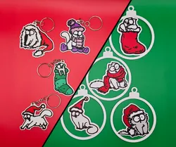 Simon's Cat Christmas Special Keychain/Tree Ornaments