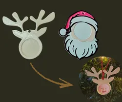 Cute Customizable Reindeer Or Santa Ornament With Photograph