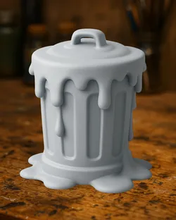 Melting Trash Can Decor – Surreal Drippy Ornament