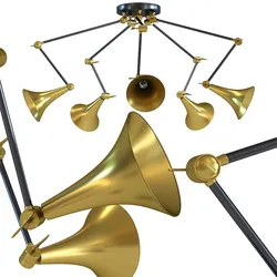 pendant lamp trumpet brass spider 5-lite