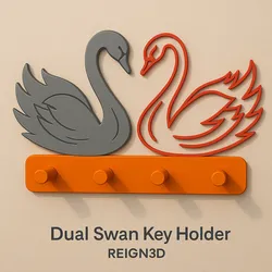 Dual Swan Key Holder – Decorative Wall Mounted Key Rack