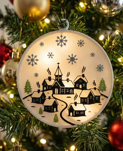 Snowy Village Christmas Tree Charm