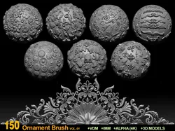 150 Ornament Brushes 4K Alphas and 3D Models- VOL 01 3D model