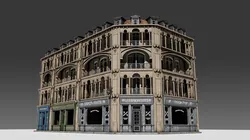 3 piece modular European Store front Apartment Building 3D model