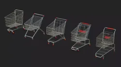5 shopping cart Dirty Pack Low-poly 3D model