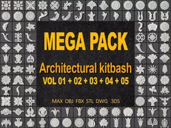 ARCHITECTURAL KITBASH - VOL 01 - 02 - 03 - 04 - 05 3D Model Pack