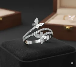 Butterfly Diamond Ring 3D Print Model in Rings 561470