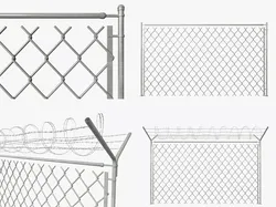 Chain Link Wire Fence 3D model