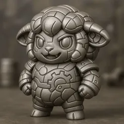 Characters & Creatures STL Descărcare - Elemental Chibi Metal (Sheep Edition) - Meta Mystery