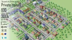 City Private houses Low-poly 3D model