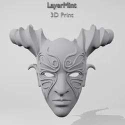 Cosplay STL indir - Fantasy Demon Horn Mask – 3D Printable STL File for Cosplay - LayerMint