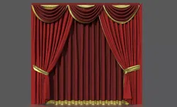 CURTAINS curtain with gold trim Low-poly 3D model