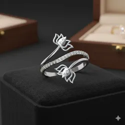Elegant Floral Open Wrap Ring 3DM STL 3D Print Model in Rings 561636