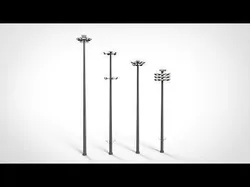 floodlight 2 four street light poles 3D model