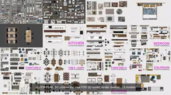FLOOR PLAN 2d furniture top view PSD 3D model render realistic   3D Model Pack