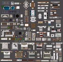 FLOOR PLAN 2d furniture top view PSD  realistic Vol-2 3D model