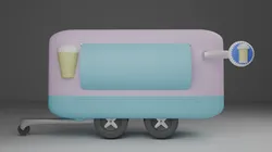 Foodtruck Coffee Ice Cream Low Poly