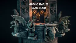 Gothic statues Low-poly 3D model