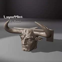 Home Decorations & Ornaments STL indir - Minotaur Head Laptop Stand – Mythological Bull Warrior - LayerMint