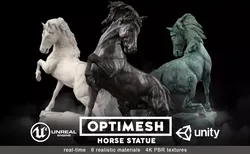 Horse Statue - 3D PBR model Low-poly 3D model