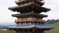 Japanese Modular Pagoda Low-poly 3D model
